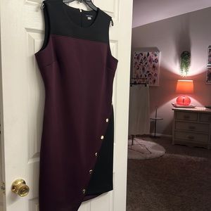 Tommy Hilfiger plum and black dress with gold buttons size 14